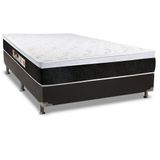 Cama Box Casal: Colchão Espuma D45 Castor Black E White Air + Base Crc Suede Black(138x188)