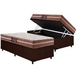 Cama Box Baú Solteiro: Colchão Espuma Herval D28 Besmont Double Face + Base Crc Courano Brown(88x188)