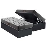 Cama Box Baú Solteiro: Colchão Ortopédico Herval D28 - Ag65 Black Double Face + Base Crc Suede Gray(88x188)