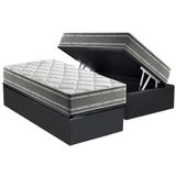 Cama Box Baú Solteiro: Colchão Ortopédico D33 - Ep Supremo Track Double Face + Base Crc Suede Gray