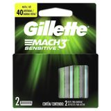 Carga Gillette Mach3 Sensitive Embalagem Com 2 Unidades