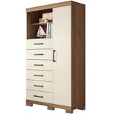 Multi Cômoda Marbella 1 Porta 6 Gavetas Pés Jatobá-areia