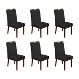 Kit 6 Cadeiras De Jantar Madeira Maciça Mel Premium Heloísa Veludo Preto - Cor: Preto