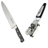 Kit Faca Carne Chef Kitchen 8&quot; Mundial Afiador De Faca Overt Cor:preto