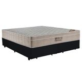 Cama Box King Bipartido Suede + Colchão Ortobom Airtech Molas Ensacadas 193x203x65 Preto