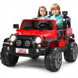 Carro Elétrico Infantil Off Road A Bateria 12v Com Luz Led, Músicas, Suspensão De Mola, 3 Velocidades, Honey Joy, Vermelho