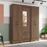Guarda-roupa Casal 6 Portas 3 Gavetas Com Espelho Santorini Henn Castanho