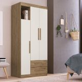 Guarda-roupa Solteiro 3 Portas 2 Gavetas Bromélia Decibal Móveis Wood/branco Off