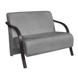 Poltrona 2 Lugares Vênus Suede Braço Madeira Cinza