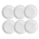 Conjunto 6 Pratos Sobremesa De Porcelana Branco 20cm Gourmet