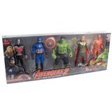 Kit 5 Bonecos Marvel Vingadores- Hulk, Thor, Capitão América