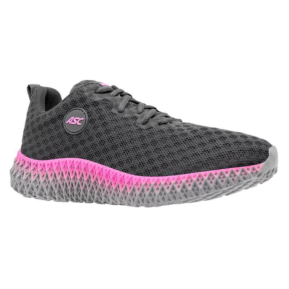 Tênis Feminino Esportivo Caminhada Dia A Dia Conforto Macio Cinza+rosa 35