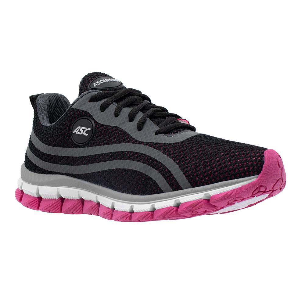 Tênis Feminino Esportivo Caminhada Conforto Leve Cadarço Preto+cinza 44