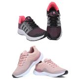 Tênis Feminino Esportivo Caminhada Academia Confortável Kit Preto/pink 38