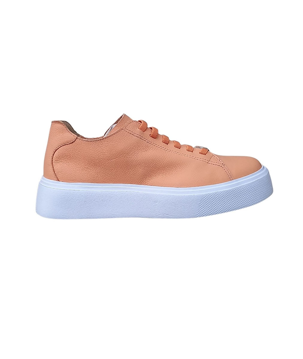Tênis Casual Feminino Em Couro Liso Flatform Marina Mello
