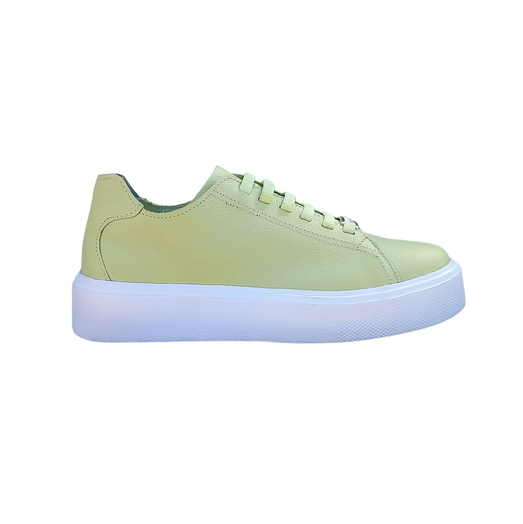 Tênis Casual Feminino Em Couro Liso Flatform Marina Mello