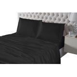Jogo De Cama Lençol Seda Casal Queen Preto Com Fronhas