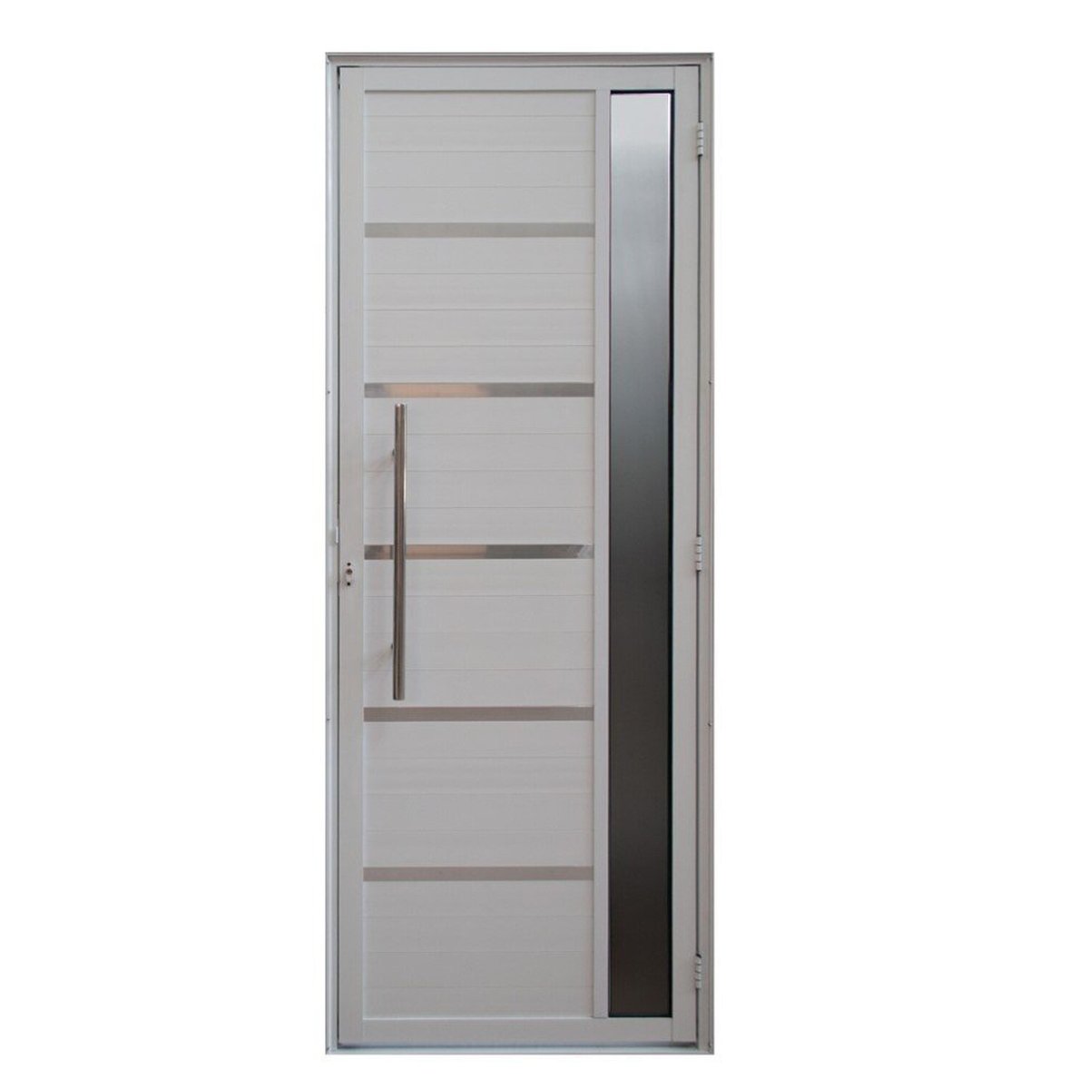 Porta De Alumínio Lambril Solara Com Visor E Puxador 100 X 210 Branco