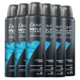 Kit 6 Desodorantes Aerosol Dove Clinical Cuidado Total Men 150ml/91g