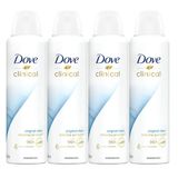 Kit 4 Desodorantes Aerosol Dove Clinical Original Clean 150ml/91g