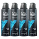 Kit 4 Desodorantes Aerosol Dove Clinical Cuidado Total Men 150ml/91g