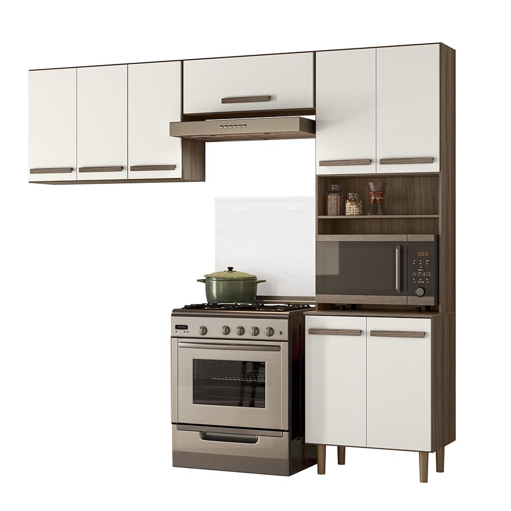 Armario De Cozinha Lemon Com 8 Portas 222 Cm Carvalho Nature/off White