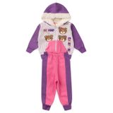 Conjunto Bebê Moletom Menina Com Capuz - Urso - Roxo E Rosa