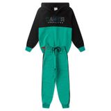 Conjunto Infantil Menino Moletom - Gamer - Preto E Verde Água