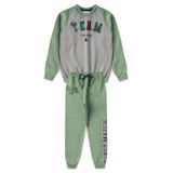 Conjunto Infantil Menino Moletom - Team - Mescla Cinza E Verde Oliva