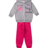 Conjunto Infantil Moletom Menina Com Capuz - Smile - Cinza