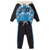 Conjunto Bebê Moletom Menino - Animais - Azul E Preto