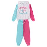 Conjunto Infantil Menina Inverno Esportivo Nba - Tennis Club - Branco, Verde Água E Rosa