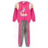 Conjunto Infantil Menina Moletom - Unicórnio - Rosa E Cinza