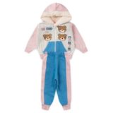 Conjunto Bebê Moletom Menina Com Capuz - Urso - Rosa E Azul