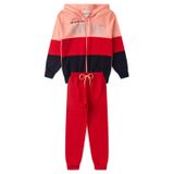 Conjunto Infantil Menina Moletom - Do What You Love -  Rosa Vermelho E Azul Marinho