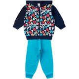 Conjunto Infantil Moletom Menino Com Capuz - Letras - Marinho