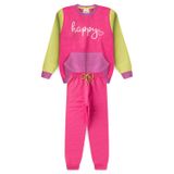 Conjunto Infantil Menina Moletom - Happy - Rosa