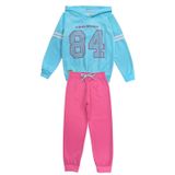 Conjunto Infantil Menina Inverno Esportivo Nba - Style Urban 84 - Verde Água E Rosa