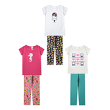 Kit 6 Peças De Roupas Infantil Menina 3 Camisetas + 3 Calças Legging - Promoção