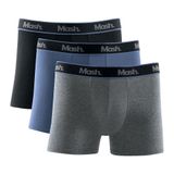 Kit 3 Cuecas Mash Boxer Cotton Elastico Bordado - Preto - M