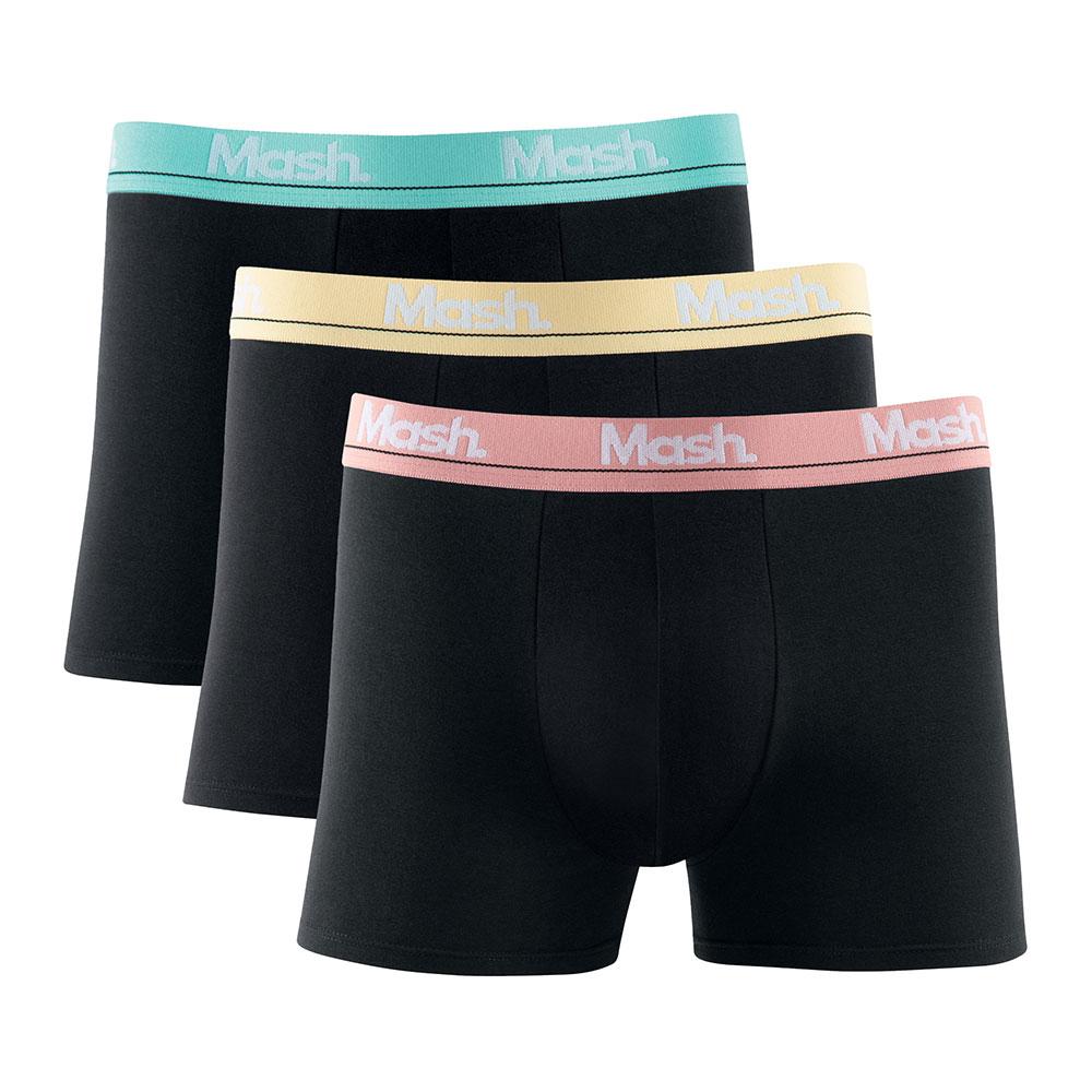 Kit 3 Cuecas Mash Boxer Cotton Elastico Bordado - Preto - M