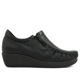 Mocassim Usaflex Anabela Couro Ziper Ref 6262pl Preto 035