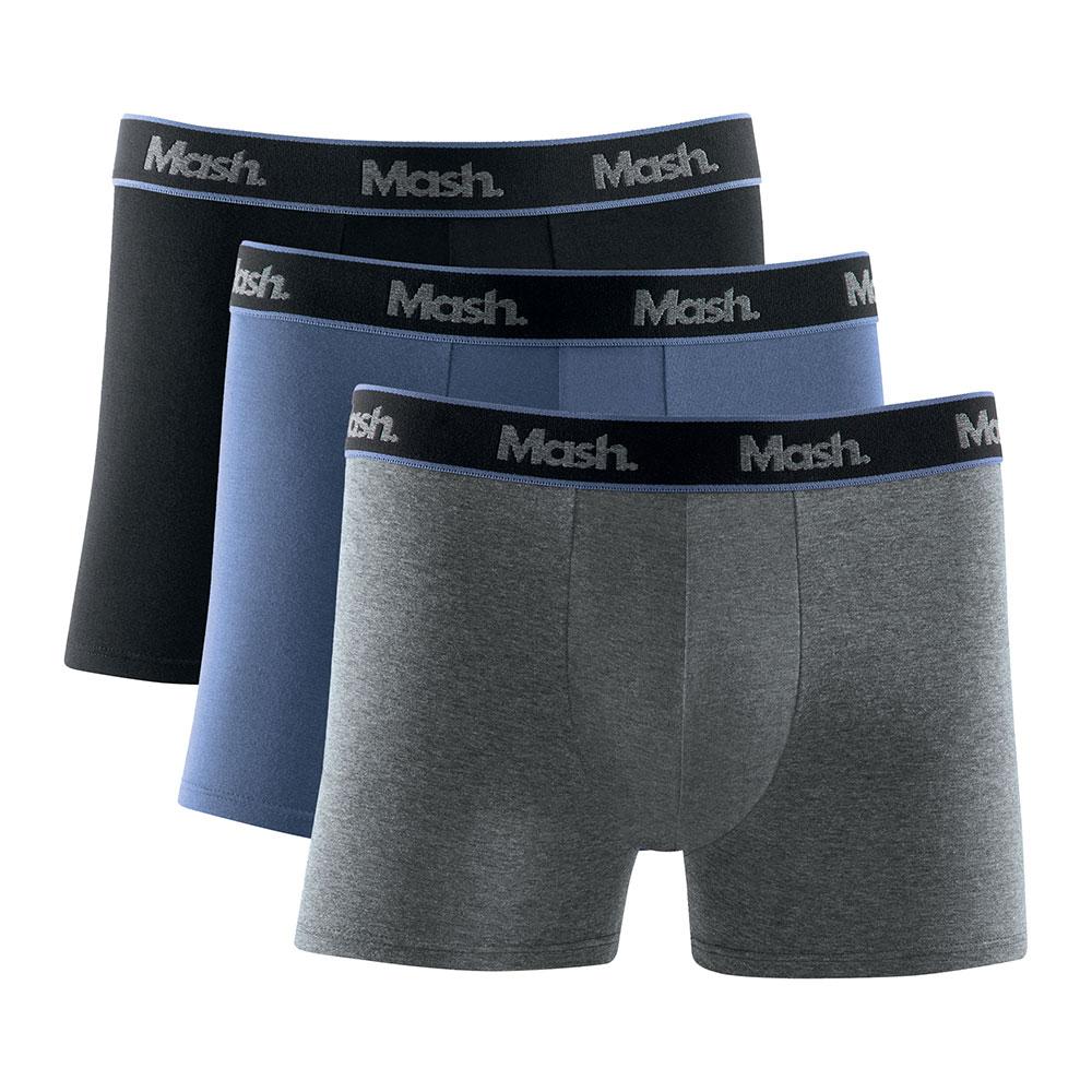 Kit 3 Cuecas Mash Boxer Cotton Elastico Bordado - Preto - P