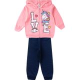 Conjunto Infantil Moletom Menina Com Capuz - Love - Rosa Bebê