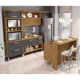 Cozinha 5 Peças Princesa Gourmet Ripado Nesher 100% Mdf Freijó/grafite