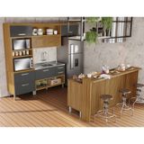 Cozinha 6 Peças Princesa Gourmet Ripado Nesher 100% Mdf Freijó/grafite