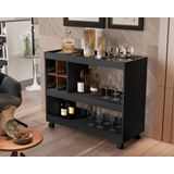 Aparador Com Adega Sala Bar Jb 4050 Luxo Preto/caramelo - Comprar Móveis Em Casa