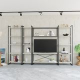 Conjunto Rack Para Tv Até 50 Polegadas Estante 5 Prateleiras Estilo Industrial Active Yescasa Snow