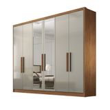 Guarda Roupa 100% Mdf 6 Portas 8 Gavetas Com Espelho Cumaru Fendi