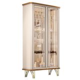 Cristaleira Évora Off White/cinamomo 2 Portas De Vidro - Hb Móveis